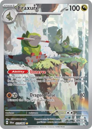 Pokémonkaart Fraxure nummer 77/64 uit de set Shrouded Fable (Scarlet & Violet)