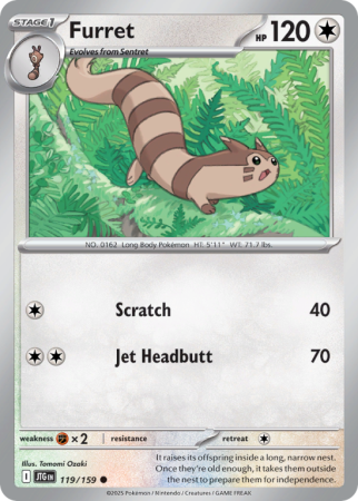 Pokémonkaart Furret nummer 119/159 uit de set Journey Together (Scarlet & Violet)