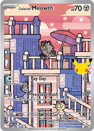 Pokémonkaart Galarian Meowth nummer 141/128