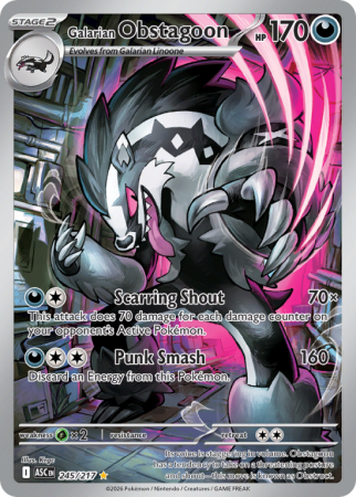 Pokémonkaart Galarian Obstagoon nummer 245/217