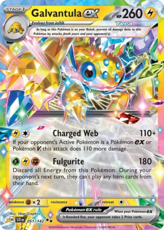 Pokémonkaart Galvantula ex nummer 51/142 uit de set Stellar Crown (Scarlet & Violet)