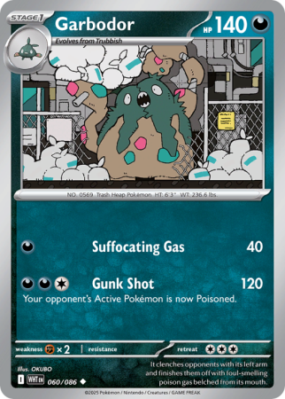 Pokémonkaart Garbodor nummer 60/86 uit de set White Flare (Scarlet & Violet)
