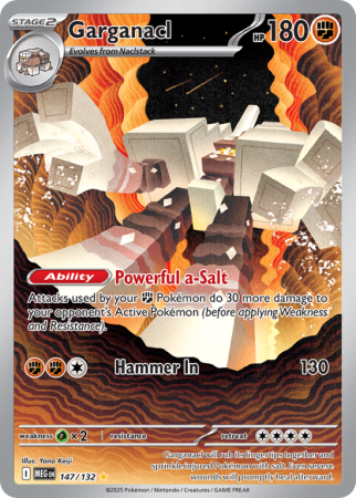 Pokémonkaart Garganacl nummer 147/132 uit de set Mega Evolution