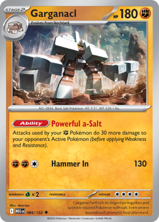 Pokémonkaart Garganacl nummer 84/132 uit de set Mega Evolution
