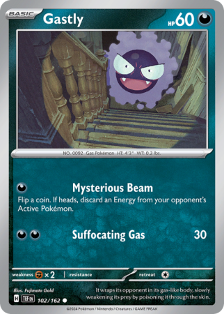 Pokémonkaart Gastly nummer 102/162 uit de set Temporal Forces (Scarlet & Violet)