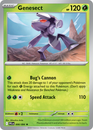 Pokémonkaart Genesect nummer 8/94 uit de set Phantasmal Flames (Mega Evolution)