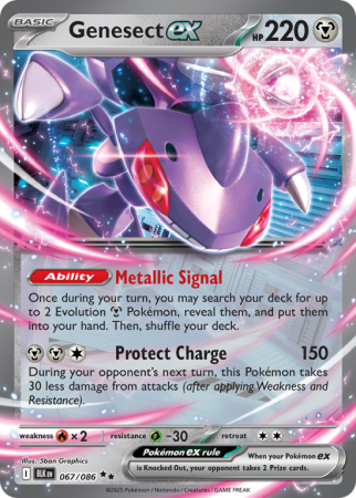 Pokémonkaart Genesect ex nummer 67/86 uit de set Black Bolt (Scarlet & Violet)
