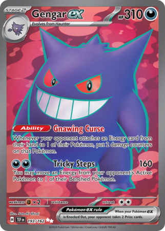 Pokémonkaart Gengar ex nummer 193/162 uit de set Temporal Forces (Scarlet & Violet)