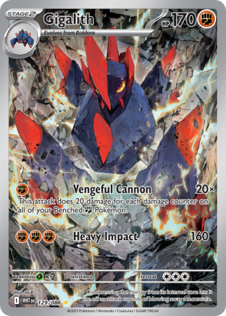 Pokémonkaart Gigalith nummer 129/86 uit de set White Flare (Scarlet & Violet)