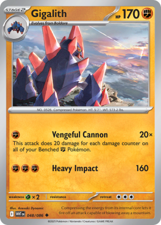 Pokémonkaart Gigalith nummer 48/86 uit de set White Flare (Scarlet & Violet)
