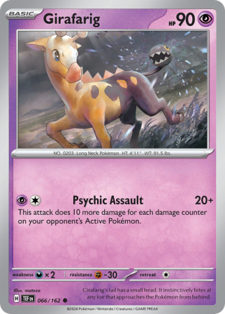 Pokémonkaart Girafarig nummer 66/162 uit de set Temporal Forces (Scarlet & Violet)