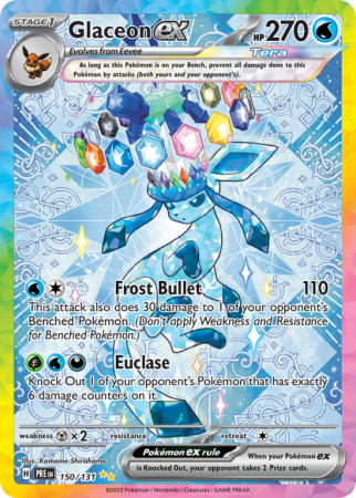Pokémonkaart Glaceon ex nummer 150/131 uit de set Prismatic Evolutions (Scarlet & Violet)