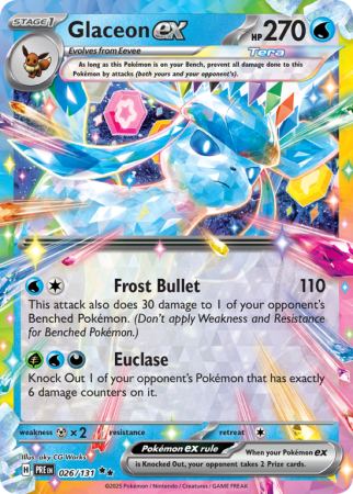 Pokémonkaart Glaceon ex nummer 26/131 uit de set Prismatic Evolutions (Scarlet & Violet)
