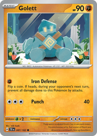 Pokémonkaart Golett nummer 87/162 uit de set Temporal Forces (Scarlet & Violet)