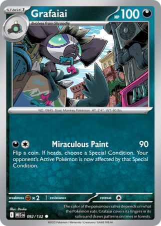 Pokémonkaart Grafaiai nummer 92/132