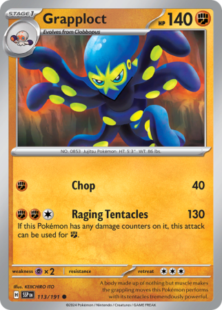 Pokémonkaart Grapploct nummer 113/191 uit de set Surging Sparks (Scarlet & Violet)
