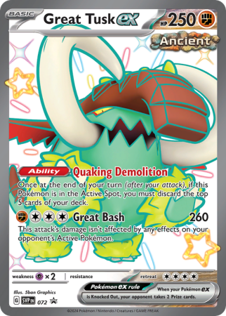 Pokémonkaart Great Tusk ex nummer 72/14 uit de set Scarlet & Violet Black Star Promos (Scarlet & Violet)