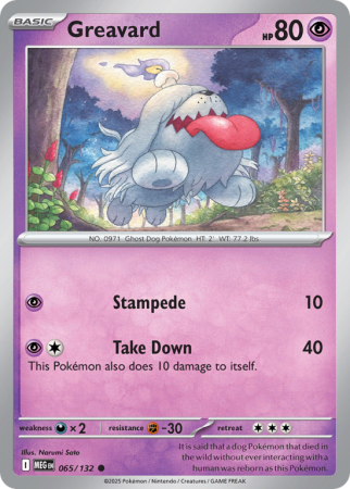 Pokémonkaart Greavard nummer 65/132