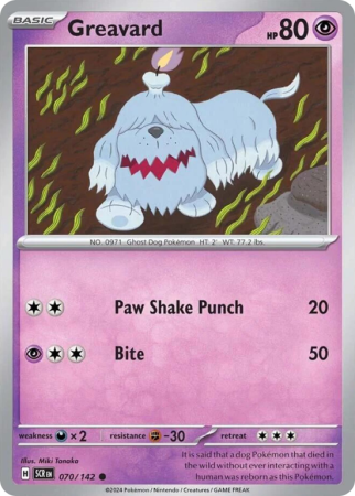 Pokémonkaart Greavard nummer 70/142 uit de set Stellar Crown (Scarlet & Violet)