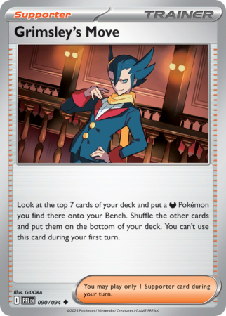 Pokémonkaart Grimsley's Move nummer 90/94 uit de set Phantasmal Flames (Mega Evolution)