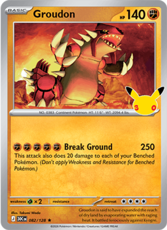 Pokémonkaart Groudon nummer 082/128 uit de set 30th Celebration (Mega Evolution)