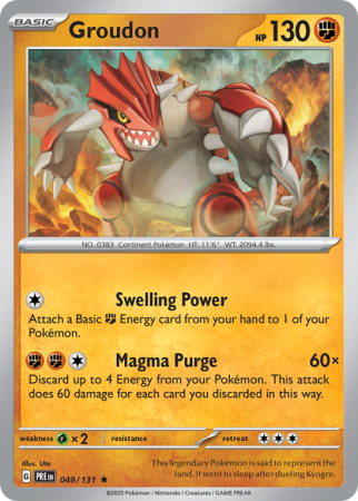 Pokémonkaart Groudon nummer 49/131 uit de set Prismatic Evolutions (Scarlet & Violet)