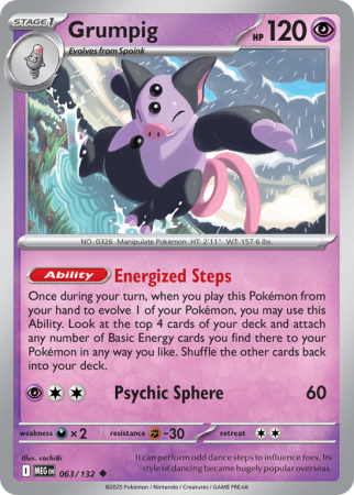 Pokémonkaart Grumpig nummer 63/132 uit de set Mega Evolution