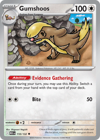 Pokémonkaart Gumshoos nummer 110/132 uit de set Mega Evolution