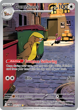 Pokémonkaart Gumshoos nummer 153/132 uit de set Mega Evolution