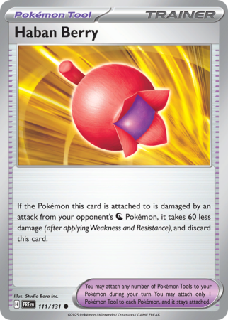 Pokémonkaart Haban Berry nummer 111/131 uit de set Prismatic Evolutions (Scarlet & Violet)