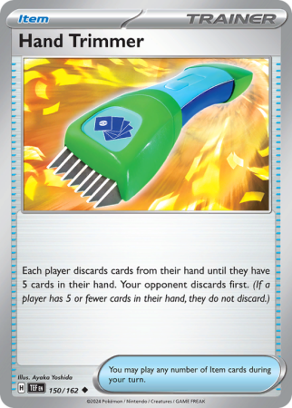 Pokémonkaart Hand Trimmer nummer 150/162 uit de set Temporal Forces (Scarlet & Violet)