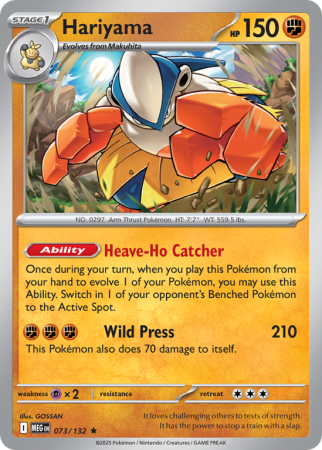 Pokémonkaart Hariyama nummer 73/132 uit de set Mega Evolution