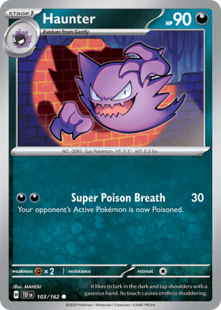 Pokémonkaart Haunter nummer 103/162 uit de set Temporal Forces (Scarlet & Violet)