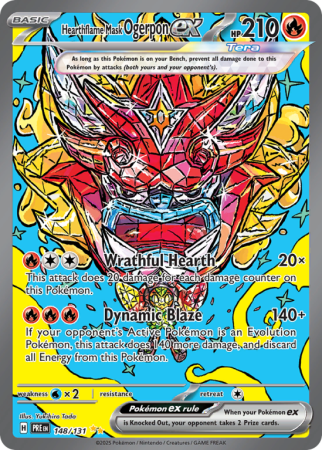 Pokémonkaart Hearthflame Mask Ogerpon ex nummer 148/131 uit de set Prismatic Evolutions (Scarlet & Violet)