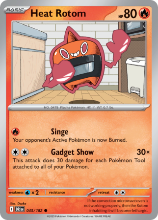 Pokémonkaart Heat Rotom nummer 43/182 uit de set Destined Rivals (Scarlet & Violet)