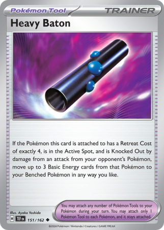 Pokémonkaart Heavy Baton nummer 151/162 uit de set Temporal Forces (Scarlet & Violet)
