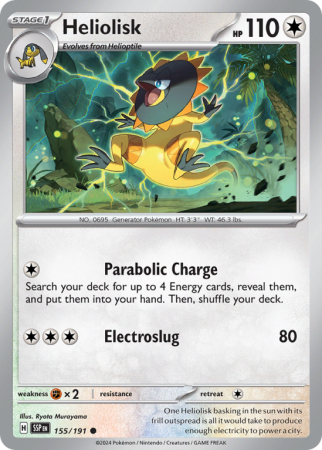 Pokémonkaart Heliolisk nummer 155/191 uit de set Surging Sparks (Scarlet & Violet)