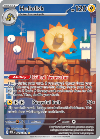 Pokémonkaart Heliolisk nummer 229/217 uit de set Ascended Heroes (Mega Evolution)