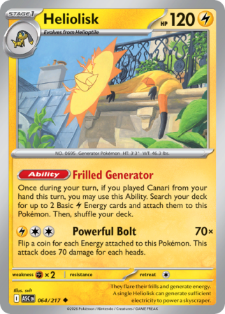 Pokémonkaart Heliolisk nummer 64/217