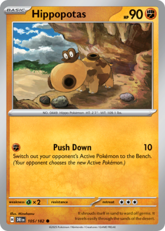 Pokémonkaart Hippopotas nummer 105/182 uit de set Destined Rivals (Scarlet & Violet)