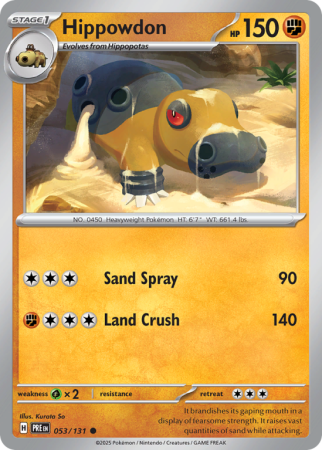 Pokémonkaart Hippowdon nummer 53/131 uit de set Prismatic Evolutions (Scarlet & Violet)