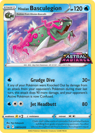 Pokémonkaart Hisuian Basculegion nummer SWSH205/103 uit de set SWSH Black Star Promos (Sword & Shield)