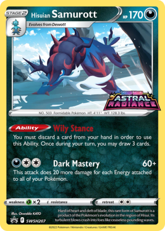 Pokémonkaart Hisuian Samurott nummer SWSH207/103