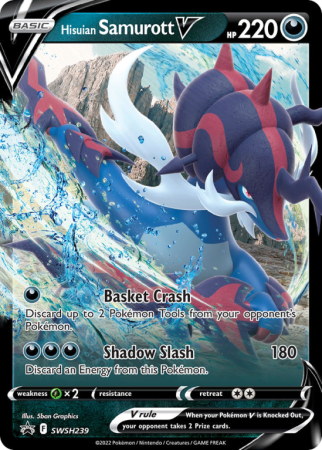 Pokémonkaart Hisuian Samurott V nummer SWSH239/103 uit de set SWSH Black Star Promos (Sword & Shield)