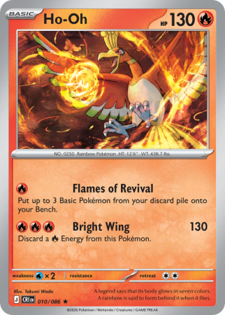 Pokémonkaart Ho-Oh nummer 10/86 uit de set Chaos Rising (Mega Evolution)
