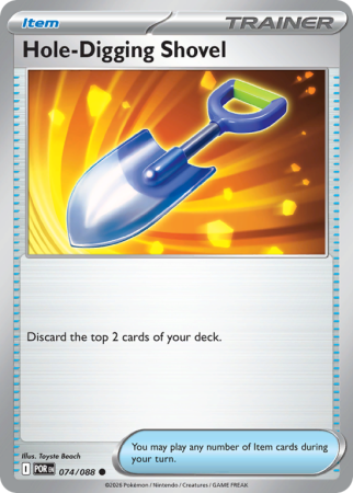 Pokémonkaart Hole-Digging Shovel nummer 74/88 uit de set Perfect Order (Mega Evolution)