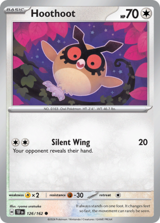 Pokémonkaart Hoothoot nummer 126/162 uit de set Temporal Forces (Scarlet & Violet)