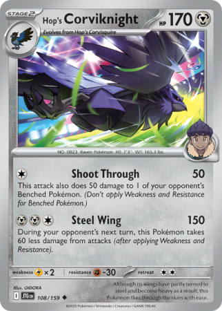 Pokémonkaart Hop's Corviknight nummer 108/159