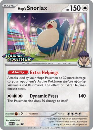 Pokémonkaart Hop's Snorlax nummer 184/14 uit de set Scarlet & Violet Black Star Promos (Scarlet & Violet)