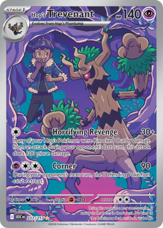 Pokémonkaart Hop's Trevenant nummer 237/217
